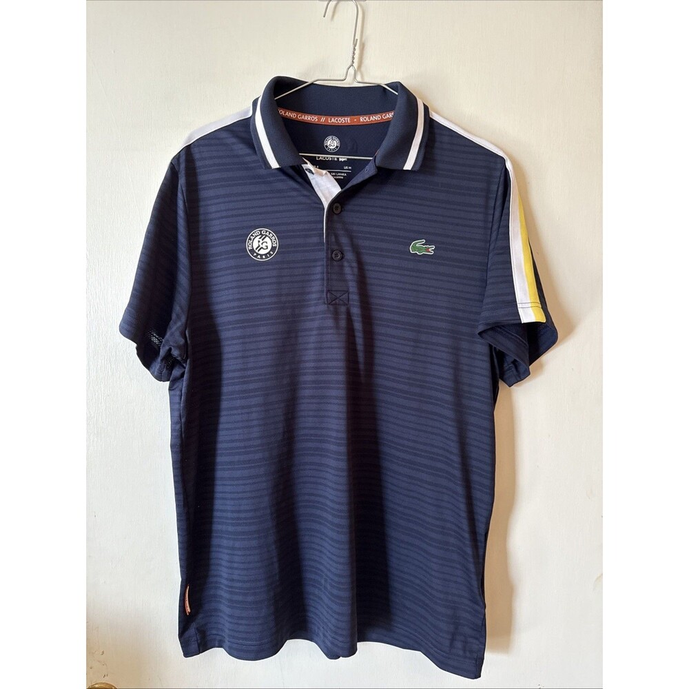 Lacoste Roland Garros Polo Shirt Blue Ultra Dry Performance Tennis | Men's Med